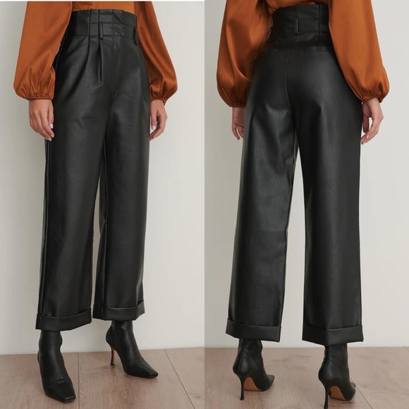 Chloé B x NA-KD Pu Pleated Pants - Picture 2 of 8